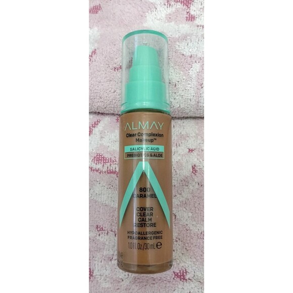 Almay Clear Complexion Acne Foundation 800 Caramel Makeup Sensitive Skin Teens 1 - Picture 11 of 16